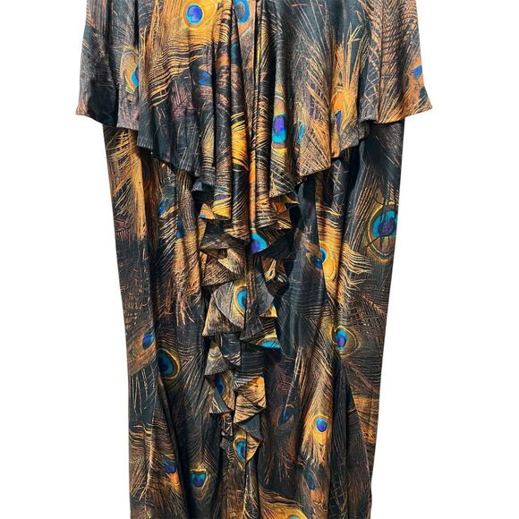Givenchy Silk Midi Skirt Peacock Animal Print Ruffle Size 38 (6) Rare Luxury - Picture 7 of 9